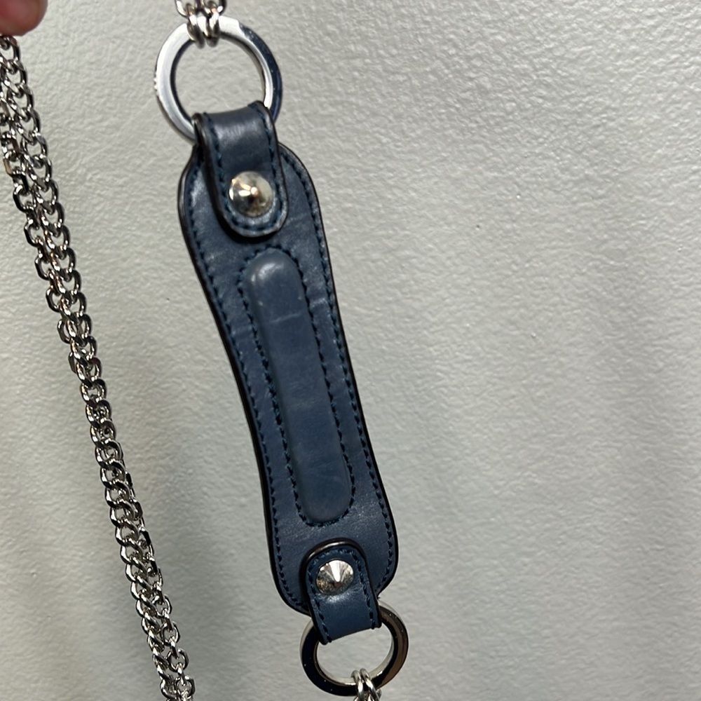 Marciano Leather Shoulder Bag Clutch Chunky Chain Studded Gray - Picture 12 of 15